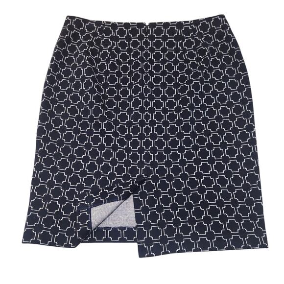 Talbots Navy and White Pencil Skirt Back Zipper Size 10 - Picture 5 of 8